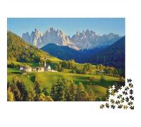 Dolomites Alps Jigsaw Puzzle 1000 Piezas Recyclable Mountain Village Mayor Puzzles Educational Game Decompression Ideal for Family and Friends Birthdays 38x26cm/1000pcs