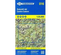 Dolomiti del Centro Cadore. Carta topografica in scala 1:25.000. Ediz. italiana, inglese, francese e tedesca: Tabacco Wanderkarte 1:25000: 016
