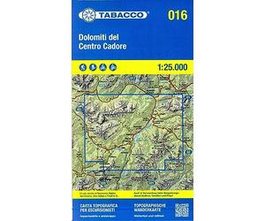 Dolomiti del Centro Cadore. Carta topografica in scala 1:25.000. Ediz. italiana, inglese, francese e tedesca: Tabacco Wanderkarte 1:25000: 016