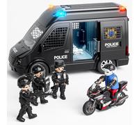 Doloowee Coche de policía, de Juguete para niños de 3, 4, 5 y 6 años, camión de fricción con Sonido y luz, Regalo para niños y niñas de 3 a 6 años