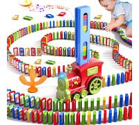 Doloowee Dominó Tren Juguete,217 Bloques de Dominó Tren Automatización Juego,Juguete Educativo para la Primera Infancia Adecuado para niños Mayores de 3 años
