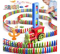 Doloowee Dominó Tren Juguete,307 Bloques de Dominó Tren Automatización Juego,Juguete Educativo para la Primera Infancia Adecuado para niños Mayores de 3 años