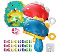 Doloowee Juego de Disparos de Pistola de Dinosaurio, con Tablero de Dardos, 12 Bolas pegajosas, Regalo de Juguete de jardín Interior y Exterior para niños y niñas de 3 4 5 años (Verde+Rojo)