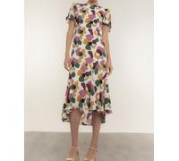 Dolores Promesas Vestido midi con manga farol volante asimétrico en el bajo y escote en la espalda. Multicolor 48