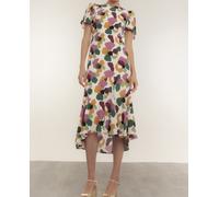 Dolores Promesas Vestido midi con manga farol volante asimétrico en el bajo y escote en la espalda. Multicolor 36