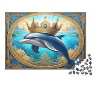 Dolphin 1000Pc for The Whole Family Dolphin with Golden Crown for Women, Gifts for Men & Adults 70x50cm/1000pcs
