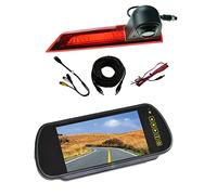 Dolphin Automotive Cámara de marcha atrás con luz de freno trasera para Ford Transit Custom a partir de mayo de 2016, versión LED, con monitor de espejo de 7 pulgadas