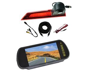 Dolphin Automotive Cámara de marcha atrás con luz de freno trasera para Ford Transit Custom a partir de mayo de 2016, versión LED, con monitor de espejo de 7 pulgadas