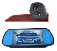 Dolphin Automotive Cámara de marcha atrás dual para Ford Transit Custom 2016 en adelante (LED) reemplaza la luz de freno en la puerta trasera izquierda (cámara con monitor de espejo de 7 pulgadas)