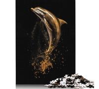 Dolphin Gold Dark Puzzles Imposible,desafío para Adultos Juego Educativo 1000 Piezas Obra De Arte De Juego De para Adultos Y Niños A Partir De 12 Años 1000pcs (75x50cm)