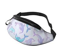 Dolphin Jumping Purple Blue Large Fanny Pack para Hombres, Regalos para Deportes, Entrenamiento, Viajes, Correr, riñonera Informal, riñonera