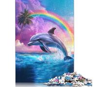Dolphin Jumping Rainbow Puzzle Imposible,desafío para Adultos Entretenimiento Creativo 1000 Piezas Obra De Arte De Juego De para Adultos Y Niños A Partir De 12 Años 1000pcs (75x50cm)