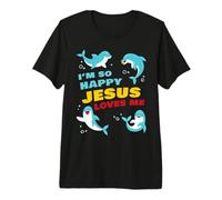 Dolphin Kids Faith - I’m So Happy Jesus Loves Me Christian Camiseta Premium