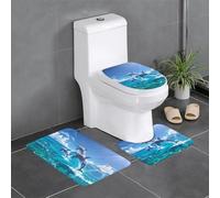 Dolphin Leap - Juego de 3 protectores de baño decorativos de felpa, para dormitorio, cocina, bañera, hogar, alfombra absorbente al aire libre