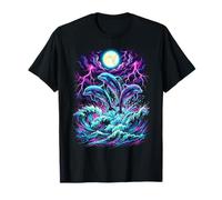 Dolphin Moon Ocean Lover, Retro, Vaporwave, Marine Life, años 90 Camiseta