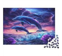 Dolphin Ocean Rompecabezas 1000 Piezas con Colores Vibrantes Delfín Puzzle Terapia De Arte para Pasatiempos En Casa como Cita En Casa 52x38cm/1000pcs