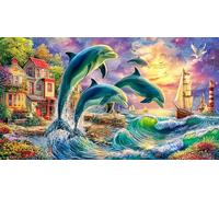 Dolphin Puzzle de 1000 Piezas Reciclado Regalo Divertido Juego Educativo para Adultos Desafiante Idea de Regalo 70x50/1000pcs