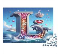 Dolphin Puzzle for Adults & Age 14 Up Dolphin with Letter L Fun Present & Activity for Home Gift 52x38cm/1000pcs