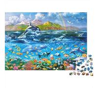 Dolphin Rompecabezas Imposible,desafío for Adults Entretenimiento Creativo 300 Piezas Obra De Arte De Juego De para Adultos Y Niños 300pcs (40x28cm)