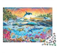 Dolphin Rompecabezas Imposible,desafío para Adultos Entretenimiento Creativo 1000 Piezas Obra De Arte De Juego De para Adultos Y Niños A Partir De 12 Años 1000pcs (75x50cm)