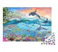 Dolphin Rompecabezas Imposible,desafío para Adultos Entretenimiento Creativo 500 Piezas Obra De Arte De Juego De para Adultos Y Niños A Partir De 12 Años 500pcs (52x38cm)