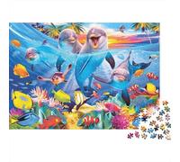 Dolphin Rompecabezas Imposible,desafío para Adultos Juego Educativo 500 Piezas Obra De Arte De Juego De para Adultos Y Niños A Partir De 12 Años 500pcs (52x38cm)