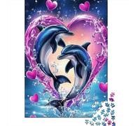 Dolphin Rompecabezas para Adultos Heart Splash 1000 Piezas Papel Reciclado para Adultos Rompecabezas Extremadamente Difícil Y Desafiante 70x50cm/1000pcs