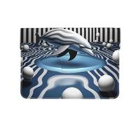 Dolphin Swimming - Funda de piel para MacBook Air de 13 pulgadas, funda protectora de piel sintética con impresión completa, elegante bolsa para laptop para mujeres y hombres