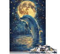Dolphin Under Moonlight Rompecabezas Imposible,desafío for Adults Juego Educativo 1000 Piezas Obra De Arte De Juego De para Adultos Y Niños A Partir De 12 Años 1000pcs (75x50cm)