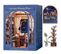DolphinIsle Kits de rincón de libros para adultos, decoración de estantería de libros 3D, rompecabezas de madera con luz de estrellas, rincón de lectura con cielo estrellado parpadeante