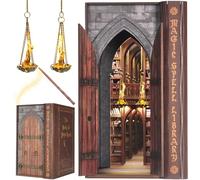 DolphinIsle Kits de rincón de libros para adultos, decoración de estantería de libros, biblioteca de hechizos mágicos con ilusión de llama