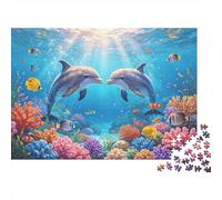 Dolphins 1000 Piece Puzzles Recycled Underwater World Senior Puzzles Family Gaming Time Props Party Accesorios de Juego for Adultos and Age 10 Up 70x50cm/1000pcs