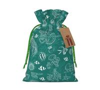 Dolphins Flowers Sea Starfish Coral Seashell Christmas Bag Gifts Happy Halloween Snacks Basket Drawstring Wedding Favor Packaging Party