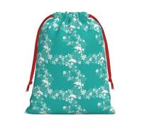 Dolphins Flowers Sea Starfish Coral Seashell Printing Soft Drawstring Gift Bag with Red Ribbon Durable For Christmas Halloween For Adults Gifting