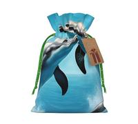 Dolphins in Love - Bolsa de regalo con cordón para boda, fiesta, cumpleaños, bolsa de regalo única, bolsa de lona reutilizable, 1 pieza, M