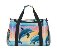 Dolphins In Love - Bolsa de viaje plegable para escapadas de fin de semana, viajes espontáneos, color negro, talla única, Negro, One Size
