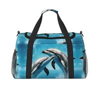 Dolphins In Love - Bolsa de viaje plegable para escapadas de fin de semana, viajes espontáneos, color negro, talla única, Negro, One Size