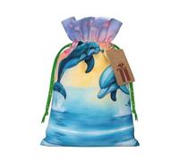 Dolphins In Love - Bolsa pequeña con cordón para regalos, bolsa de regalo reutilizable, para regalos de vacaciones y fiestas