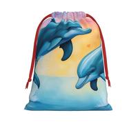 Dolphins In Love - Bolsa reutilizable con cordón, regalo de cumpleaños, almacenamiento diario, suministros de oficina