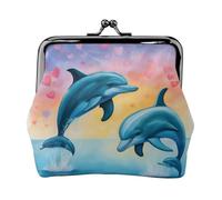 Dolphins in Love - Cartera de viaje minimalista con estampado de delfines en amor, pequeña bolsa de almacenamiento para viajes de senderismo y excursiones al aire libre, Black, Talla única, Bolsa para
