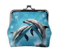 Dolphins In Love - Cartera ligera minimalista para viajes diarios y aventuras de viaje, Negro, One Size, Art Deco