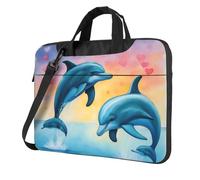 Dolphins in Love - Funda portátil para portátil de un solo hombro, compatible con 13 a 15.6 pulgadas, Negro -, 14 inch