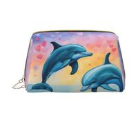 Dolphins in Love - Organizador de maquillaje, bolsa de aseo para viajes, para cosméticos, cuidado de la piel, accesorios, White, Talla única, Neceser