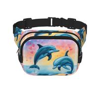 Dolphins in Love - Riñonera con extensor para hombres y mujeres, riñonera con bolsillos con cremallera, Negro -, Talla única