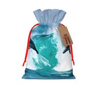 Dolphins in the sea 1 bolsa de regalo con asas y etiqueta, perfecta para Navidad, cumpleaños, boda o regalo diario - (M)