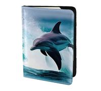 Dolphins in the sea 1 print - Cartera de viaje para pasaporte, funda de piel para pasaporte, para hombres y mujeres, Negro -, Talla única
