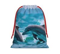 Dolphins In The Sea - Bolsa reutilizable con cordón para regalo, regalo de cumpleaños, almacenamiento diario, suministros de oficina