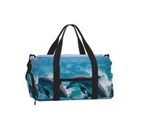 Dolphins in The Sea Print - Bolso cruzado de mano para hombre y mujer, para fitness, entrenamiento, fin de semana, senderismo, deportes
