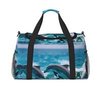 Dolphins in the Sea Print - Equipaje de mano para mujeres y hombres, bolsa cruzada de fin de semana para yoga, viajes, imprescindible, Negro -, Talla única