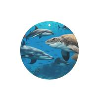 Dolphins - Juego de tarjetas de ambientador para coche, diseño de tortuga marina, tiburón, pulpo, arrecife de coral, redondo, aroma a lavanda, 10/24 piezas